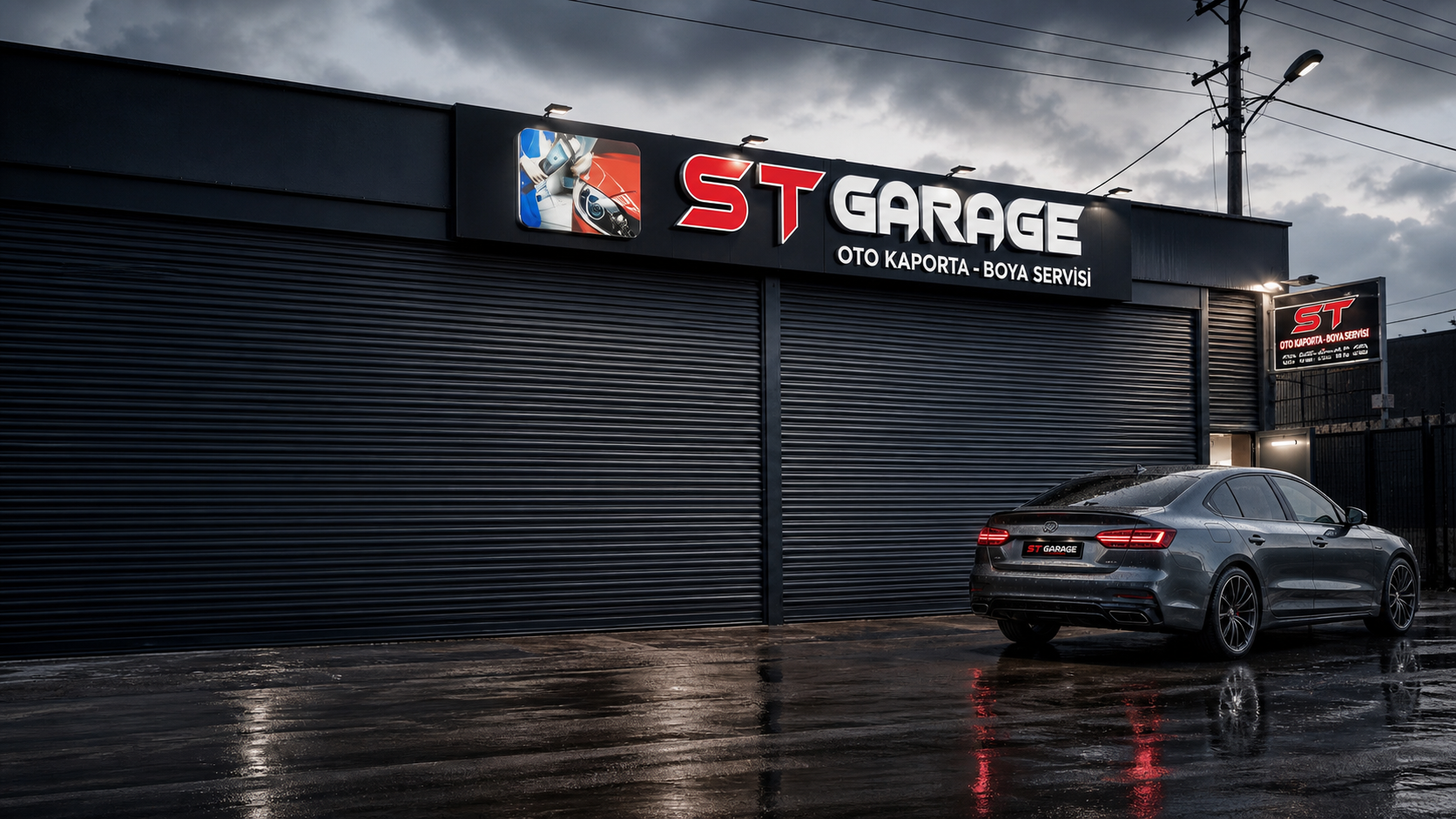 Bafra ST Garage oto kaporta boya servisi işletme cephesi